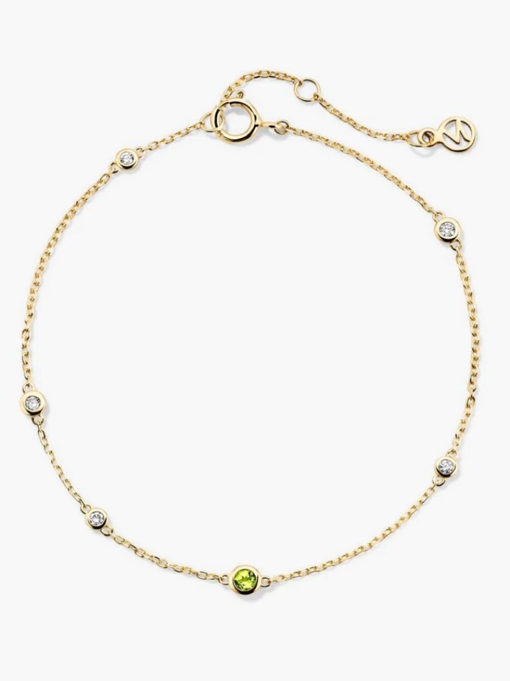 Mejuri - Multi Gemstone Station Bracelet - Peridot 14K